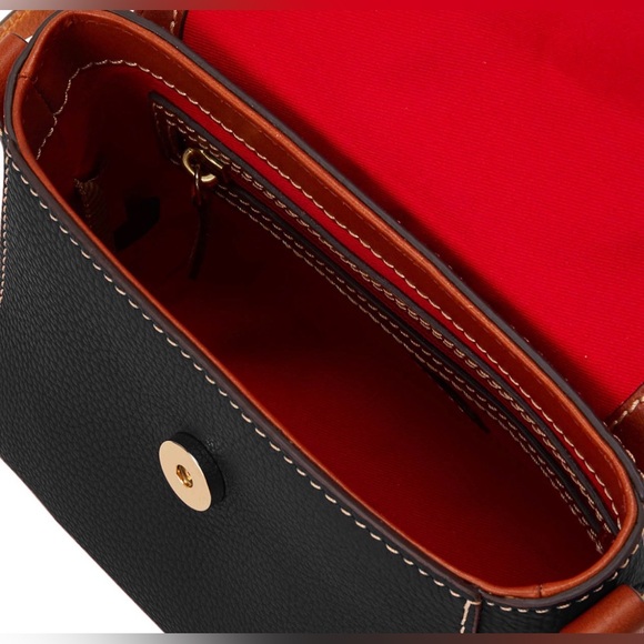 NWT Dooney & Bourke Black Mini Eliza Crossbody Bag with Brown Strap - Picture 2 of 11
